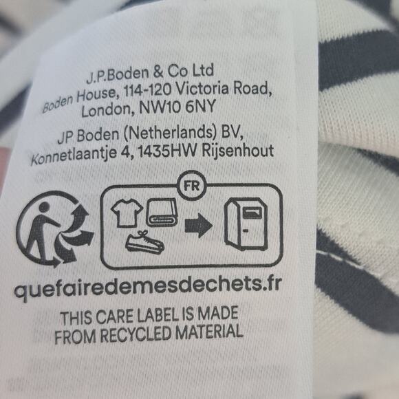 Boden Broderie Ruffle Detail Top White/Navy Stripe Women's Plus 20/22 - Picture 8 of 8